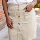 Button-Front Denim Skirt