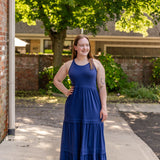 Racer Back Poplin Tiered Maxi Dress