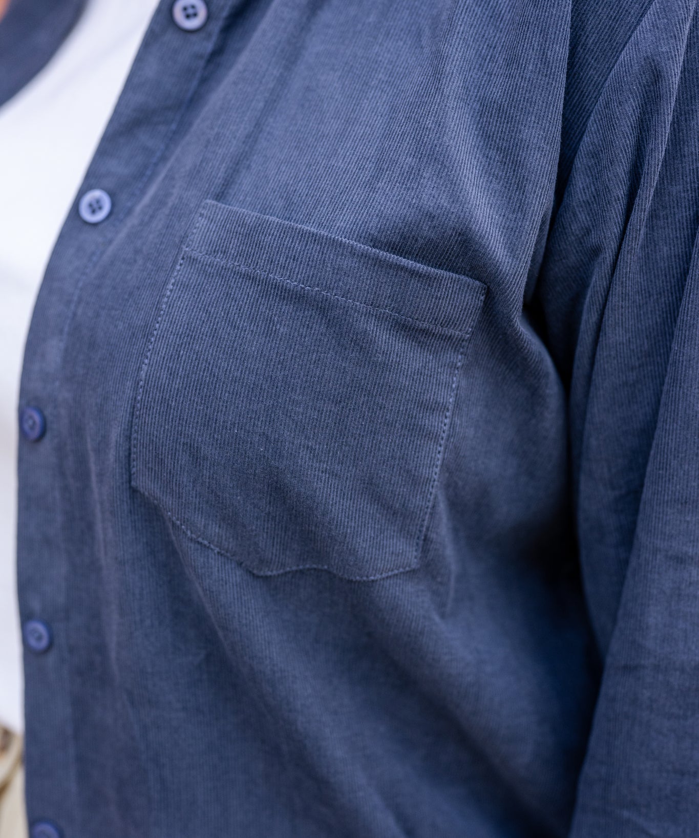 Brushed Corduroy Button-Up Blouse