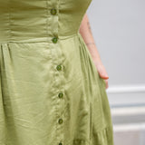 Sweetheart Button-Front Tiered Midi Dress