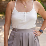 Cross Back Button Tank