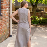 Sleeveless Button-Up Linen Dress