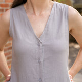 Sleeveless Button-Up Linen Dress
