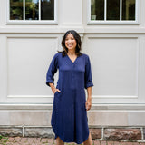 V-Neck Tunic Button-Up Dress