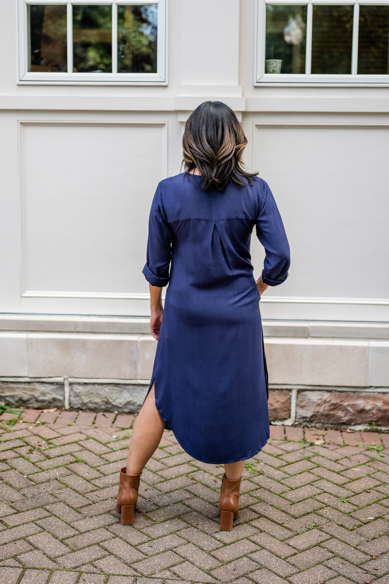 v neck shirt dress V-Neck Tunic Button-Up Dress – Evolverie Clothing