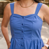 Sweetheart Button-Front Tiered Midi Dress