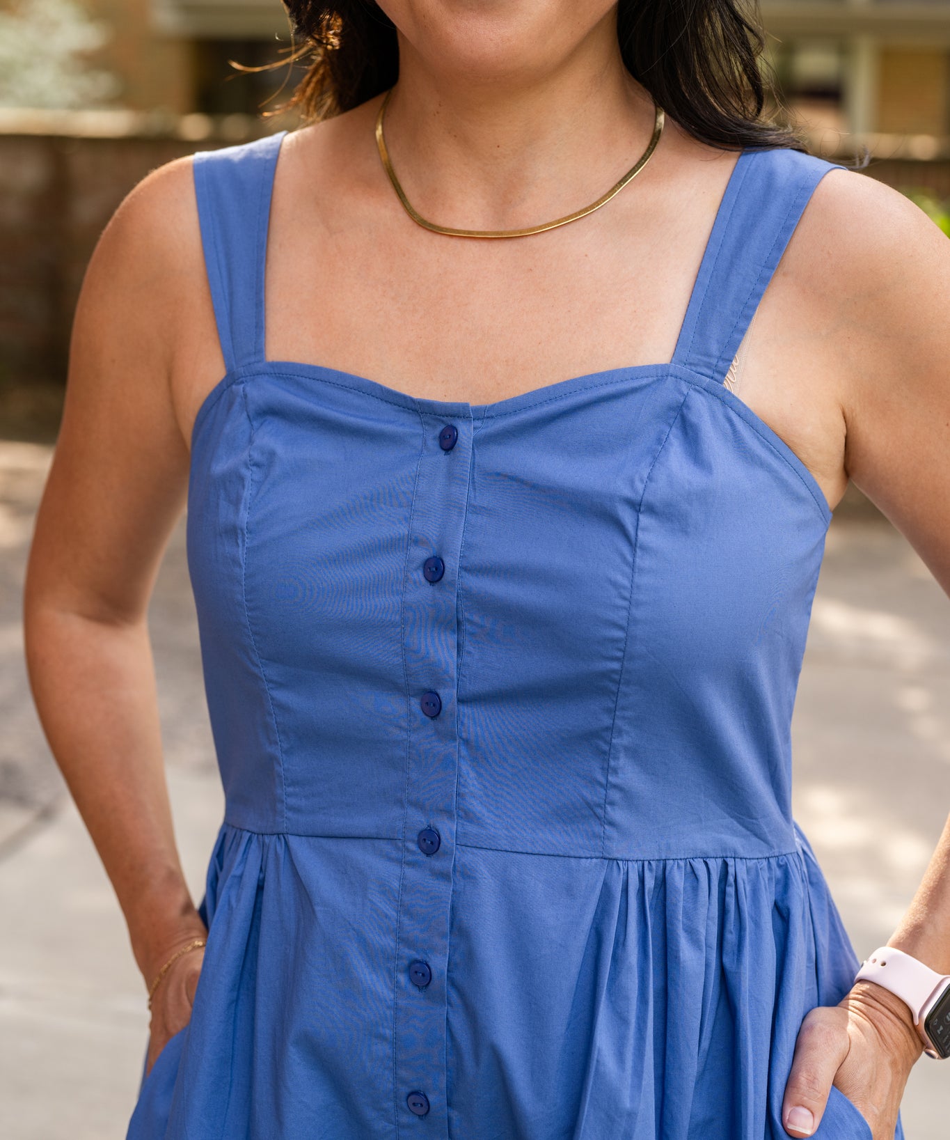 Sweetheart Button-Front Tiered Midi Dress