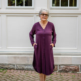 V-Neck Tunic Button-Up Dress