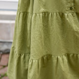 Sweetheart Button-Front Tiered Midi Dress