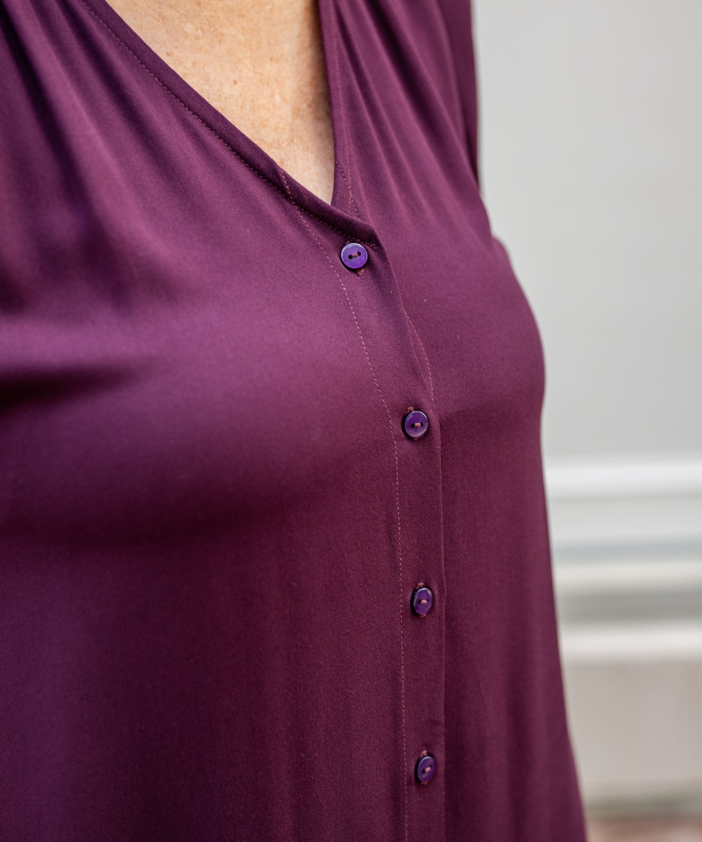 V-Neck Tunic Button-Up Dress