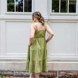 Sweetheart Button-Front Tiered Midi Dress