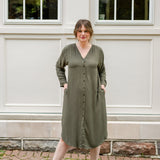 V-Neck Tunic Button-Up Dress