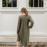 V-Neck Tunic Button-Up Dress