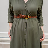 V-Neck Tunic Button-Up Dress