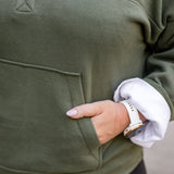 Pull-Over Button-Mock Sweatshirt