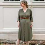 V-Neck Tunic Button-Up Dress