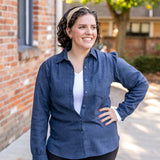 Brushed Flannel Button-Up Blouse