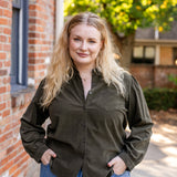 Brushed Corduroy Button-Up Blouse