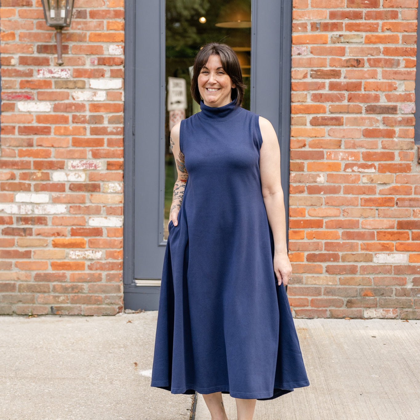 Sleeveless Mock Neck Dress