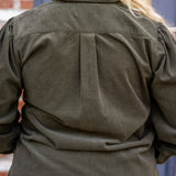 Brushed Corduroy Button-Up Blouse