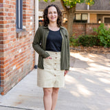 Button-Front Denim Skirt