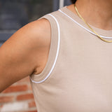 Sleeveless Knit Dress with Piping