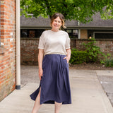 Side Button Midi Skirt