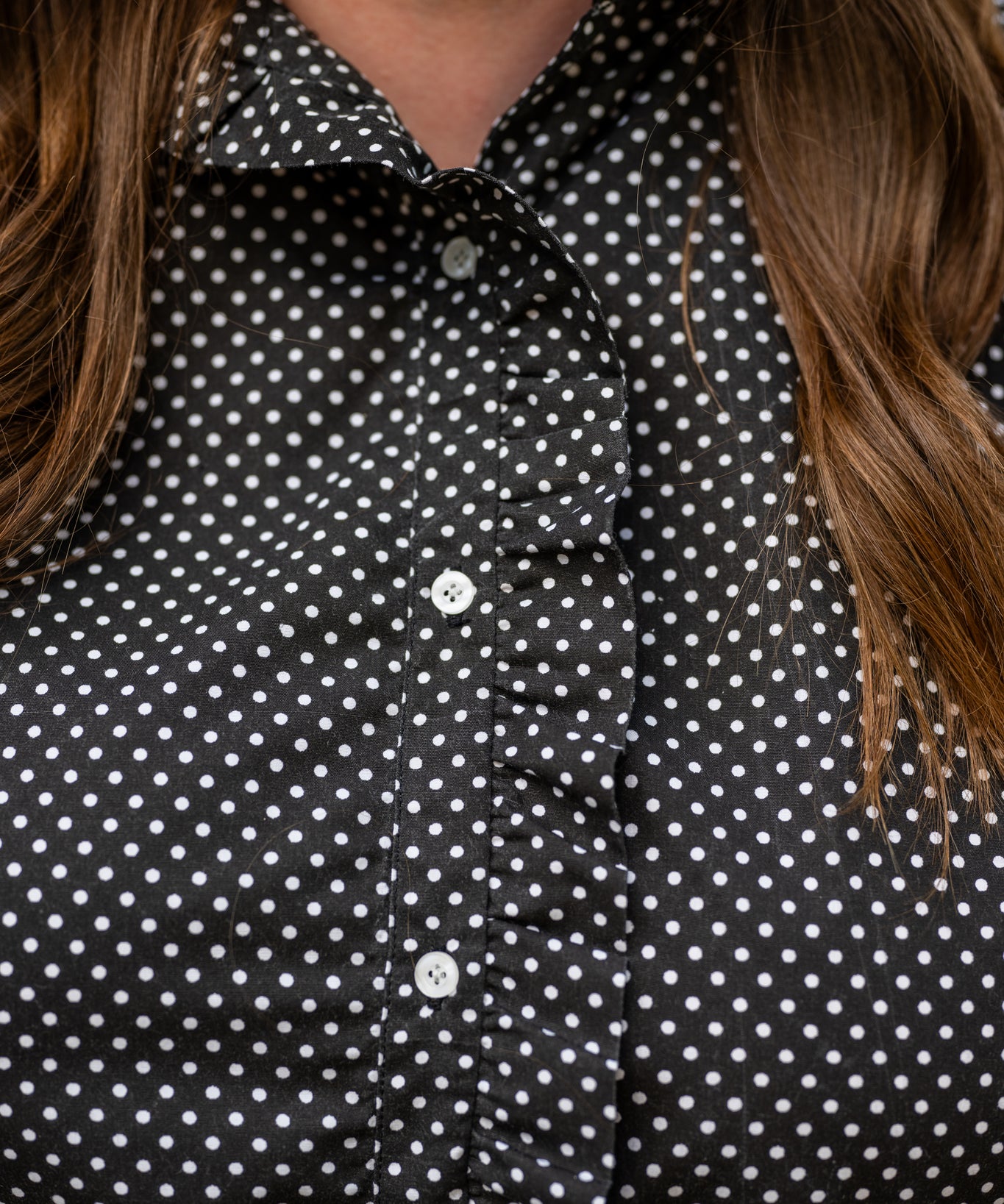 Ruffle Button-Front Blouse