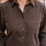 Brushed Corduroy Button-Up Blouse
