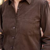 Brushed Corduroy Button-Up Blouse