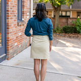 Button-Front Denim Skirt