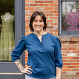 Rib Puff Sleeve Henley Top