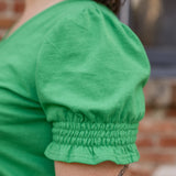 V Neck Smocked Short Sleeve Top