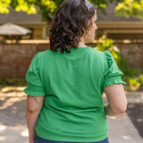 V Neck Smocked Short Sleeve Top