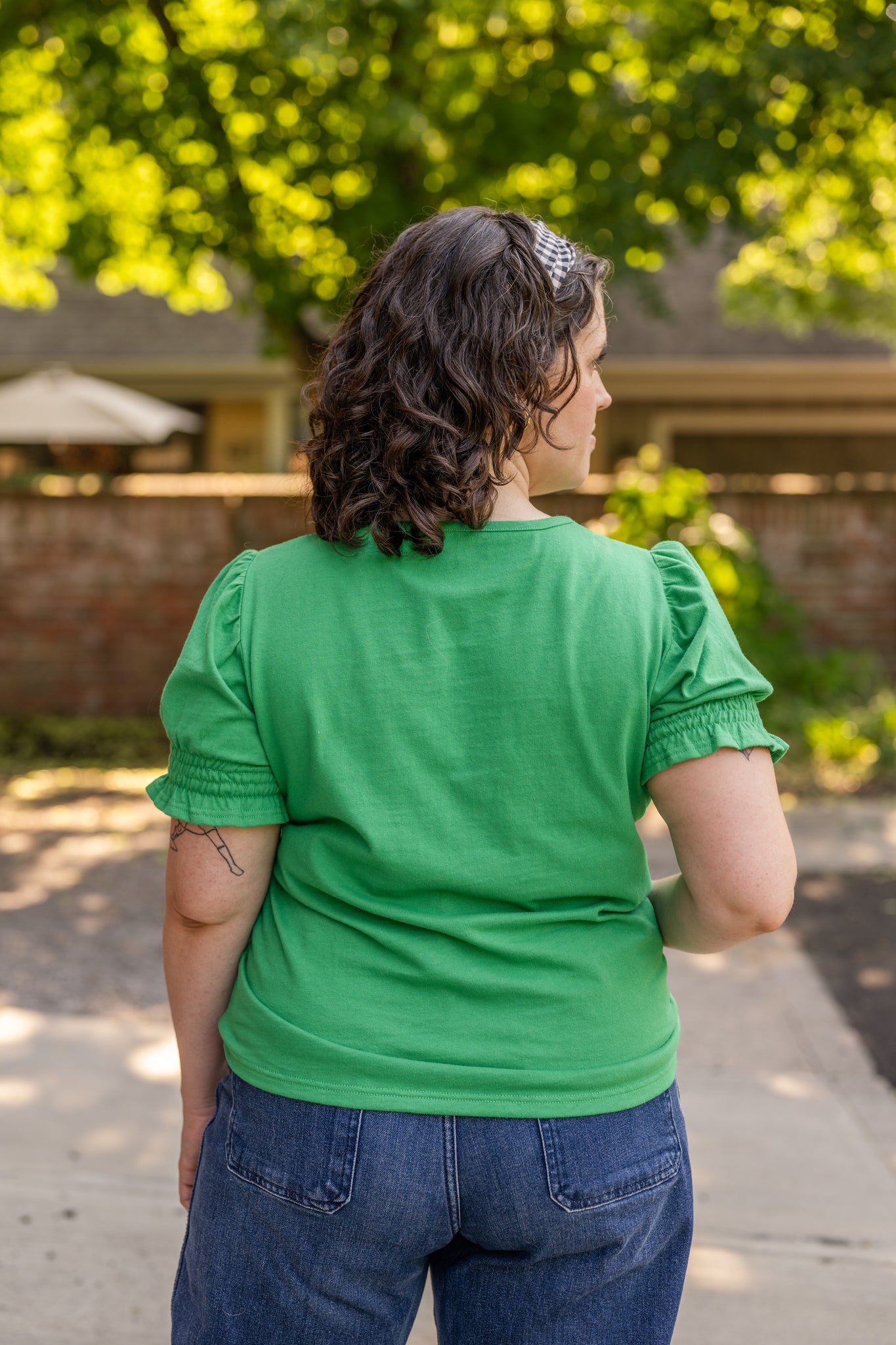 V Neck Smocked Short Sleeve Top