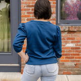 Rib Puff Sleeve Henley Top