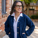 Sherpa Button-Front Cardigan