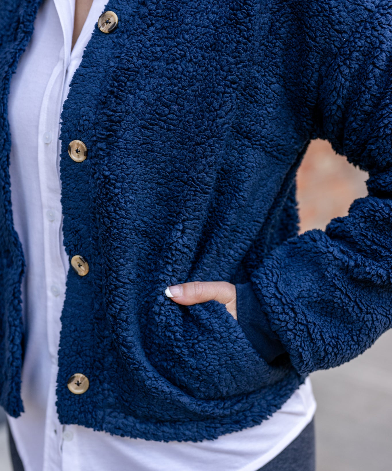 Sherpa Button-Front Cardigan