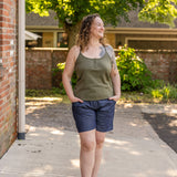 Cross Back Button Tank