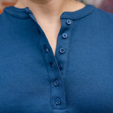 Rib Puff Sleeve Henley Top