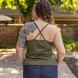 Cross Back Button Tank