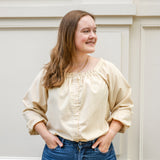 Button Up Square Neck Blouse