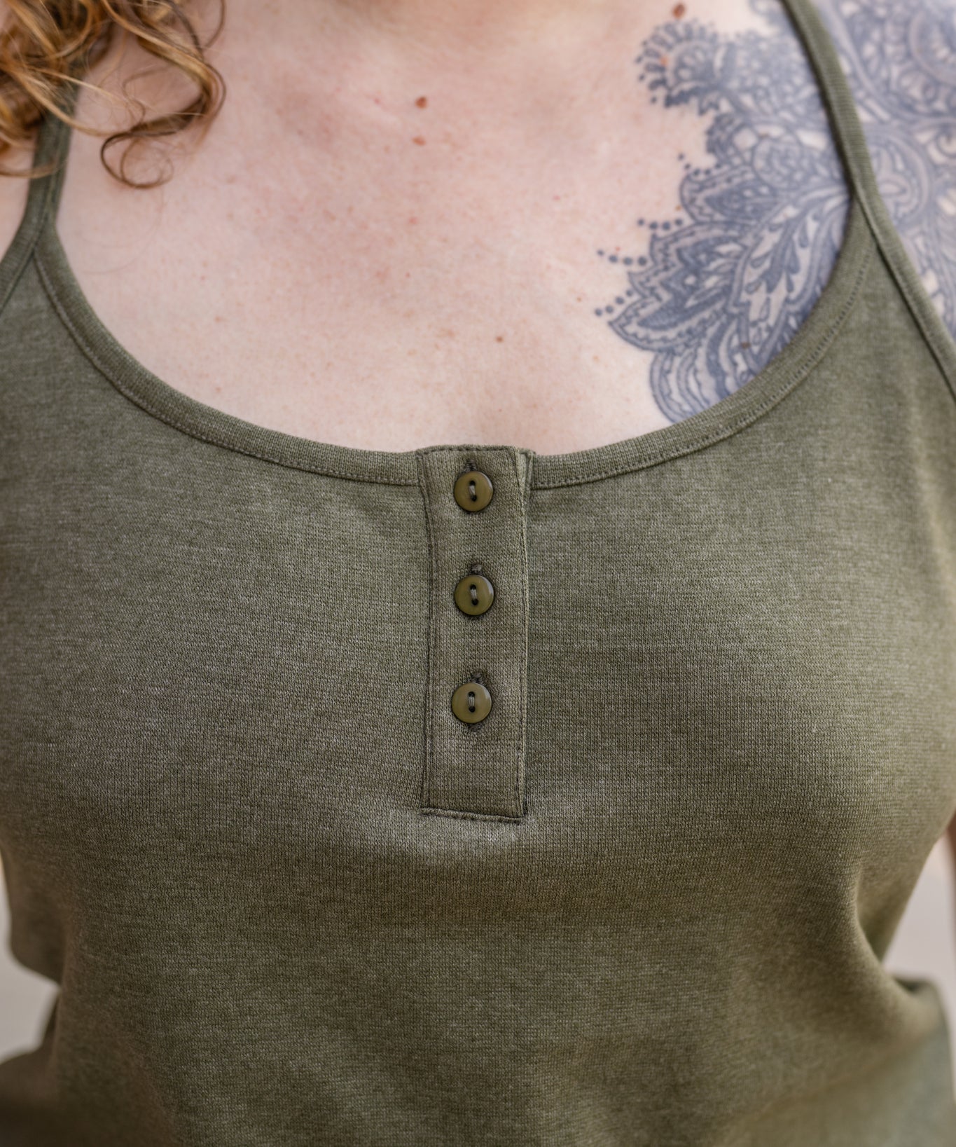 Cross Back Button Tank