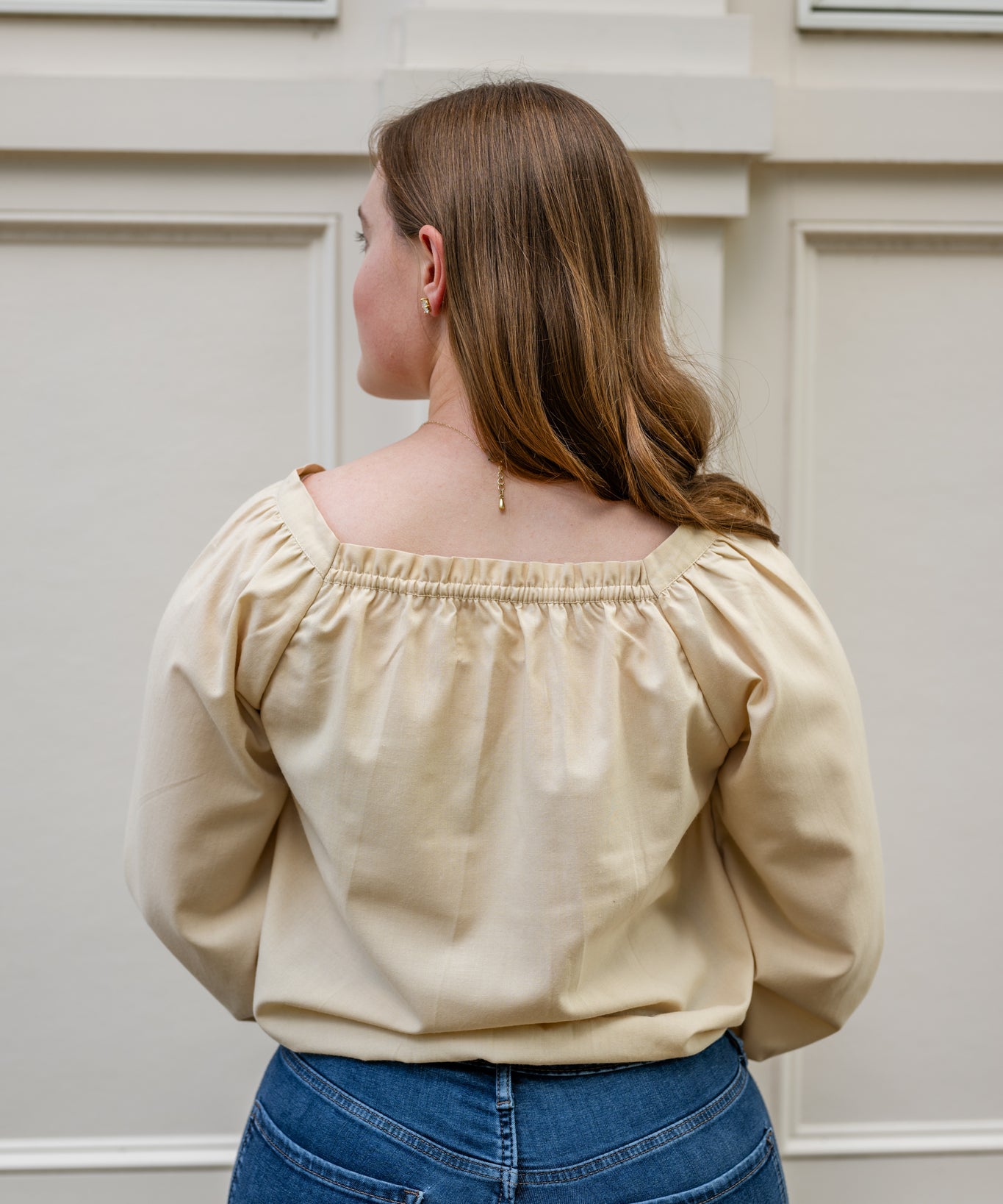 Button Up Square Neck Blouse