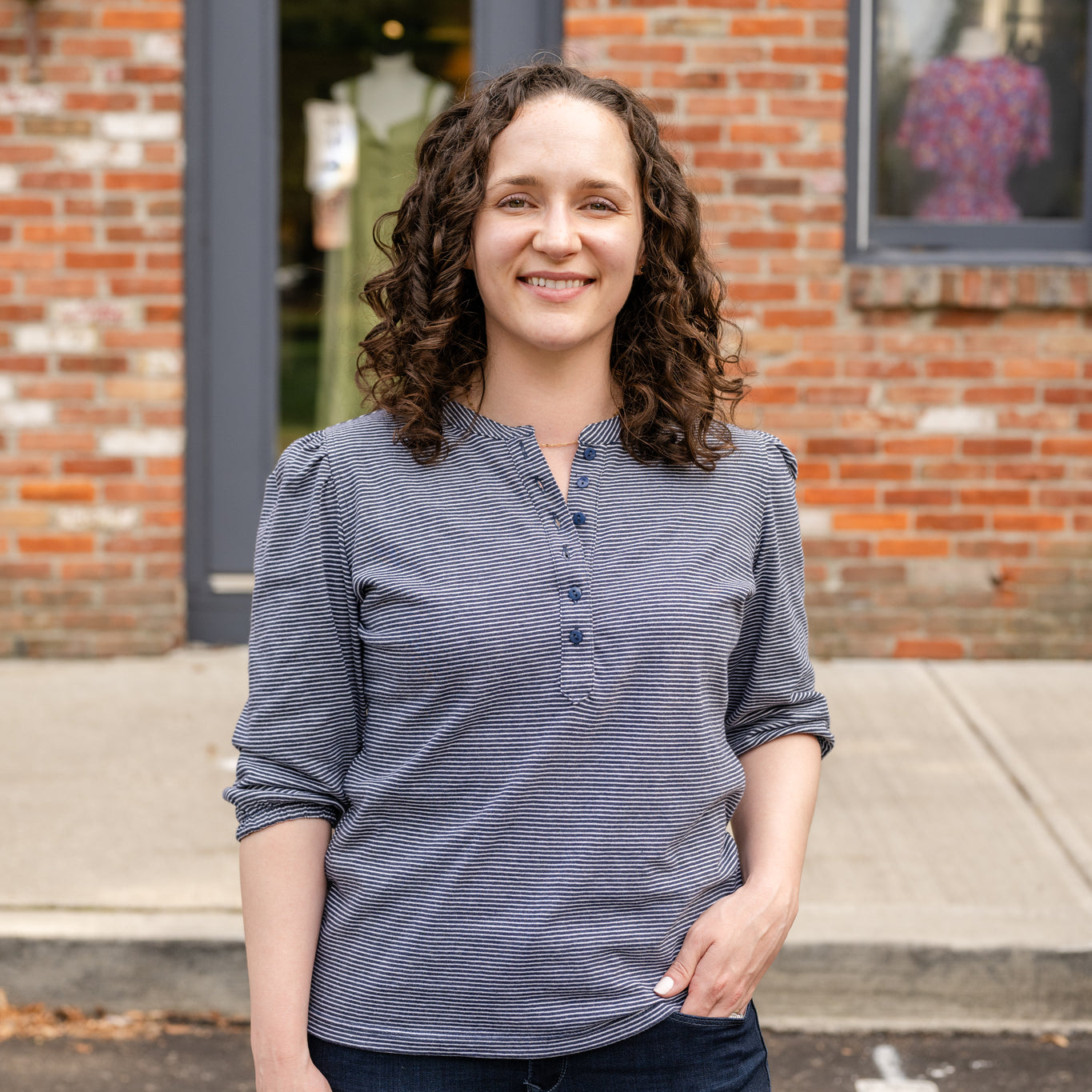 Puff Sleeve Henley Top