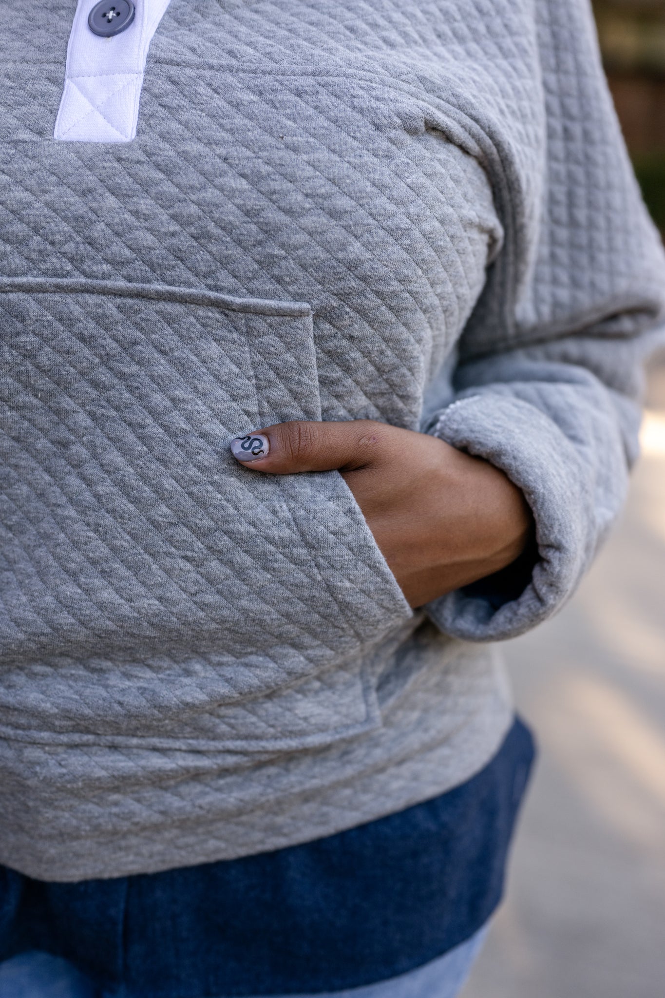 Pull-Over Button-Mock Sweatshirt