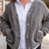Sherpa Button-Front Cardigan