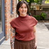 Sleeveless Tapered Mock Neck