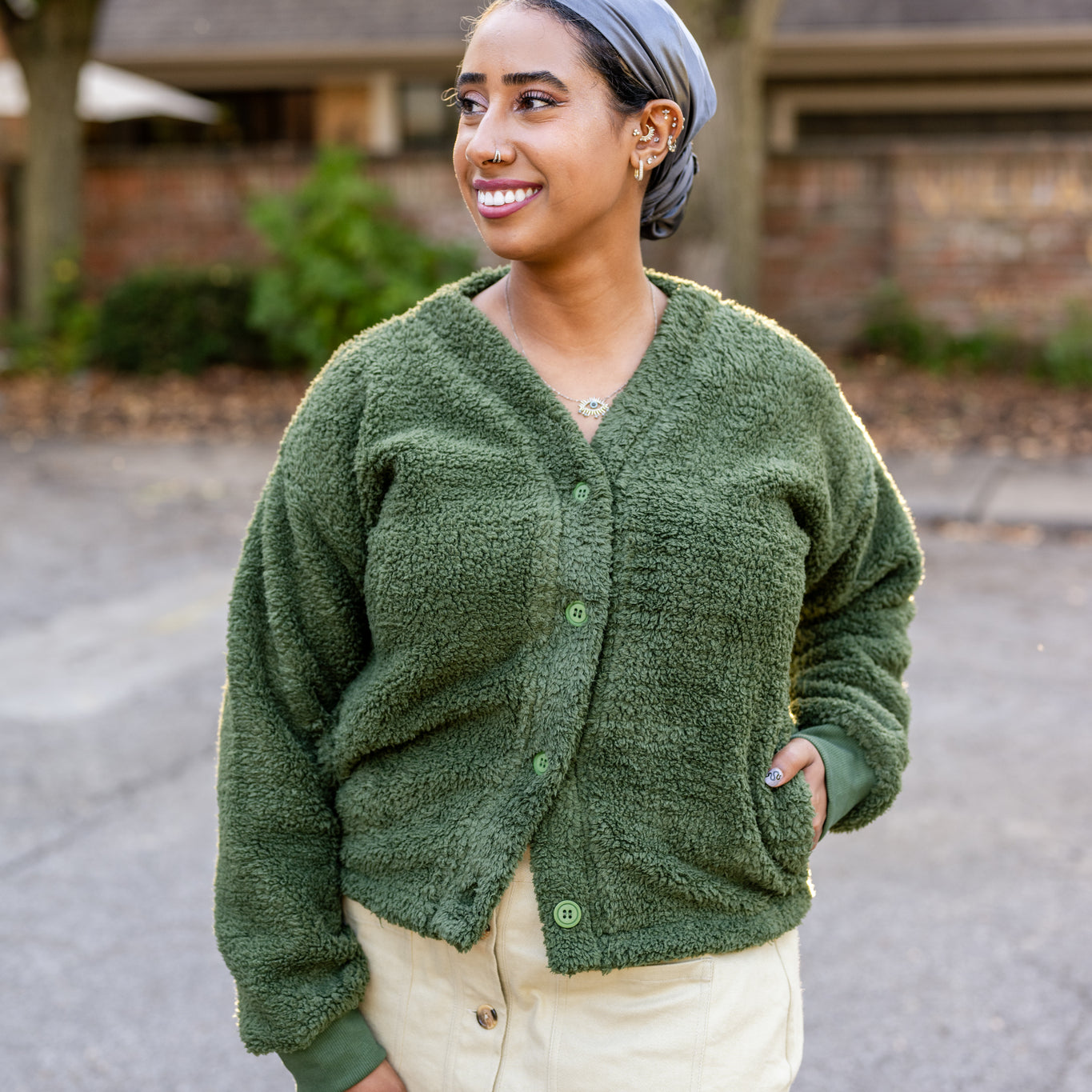 Sherpa Button-Front Cardigan