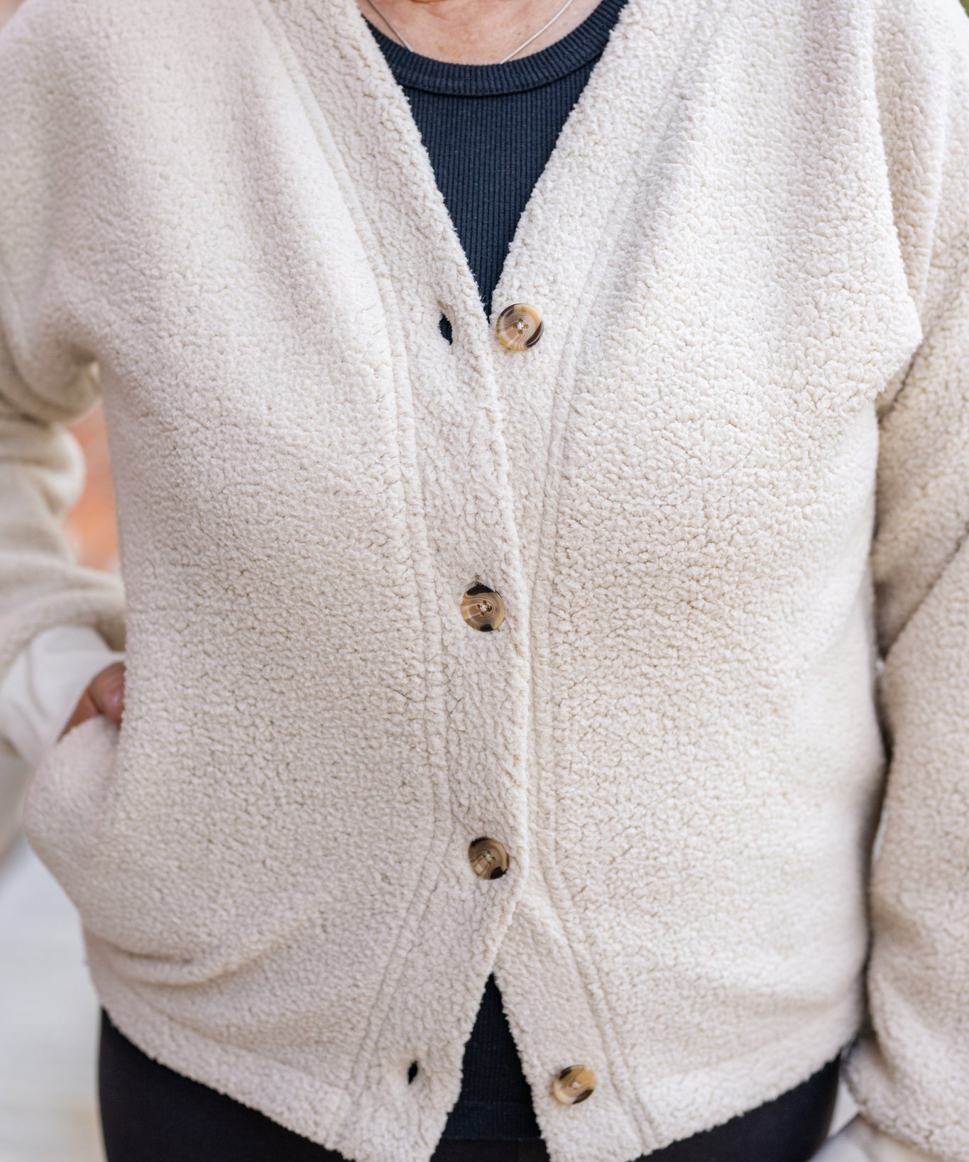 Sherpa Button-Front Cardigan